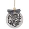 Northlight Wooden "Merry & Bright" Disc Christmas Ornament with Plaid Bow - 4" - Black and White